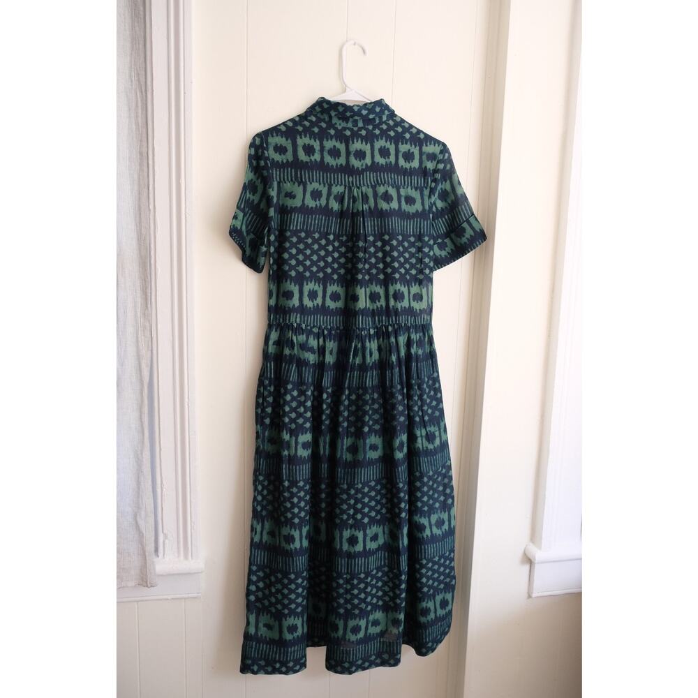 Toast Womens Ikat Shirt Dress Sz 6 Block Print Cotton Silk Minimalist Cottage - Picture 9 of 14